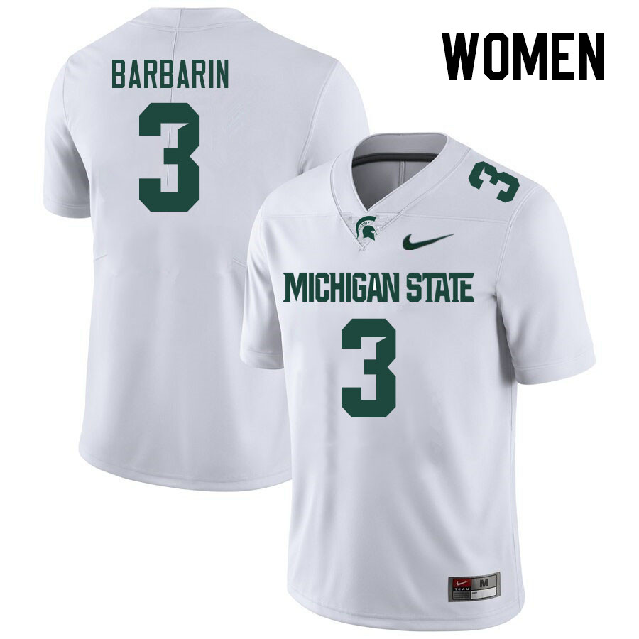 Women #3 Jaelon Barbarin Michigan State Spartans College Football Jerseys Stitched Sale-White